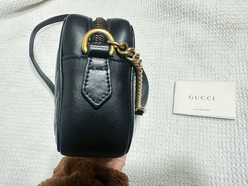 Gucci古馳黑牛皮金釦雙G馬夢迷你相機包（經典款❤️）-13