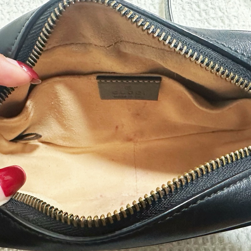 Gucci古馳黑牛皮金釦雙G馬夢迷你相機包（經典款❤️）-19