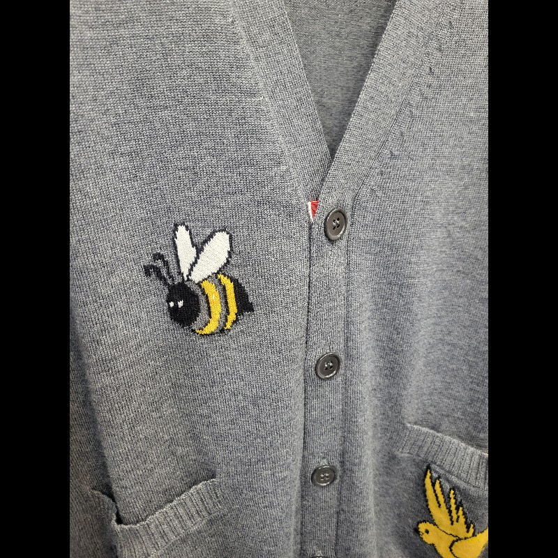 Thom Browne 男款蜜蜂圖案V領針織毛衣 4碼-2