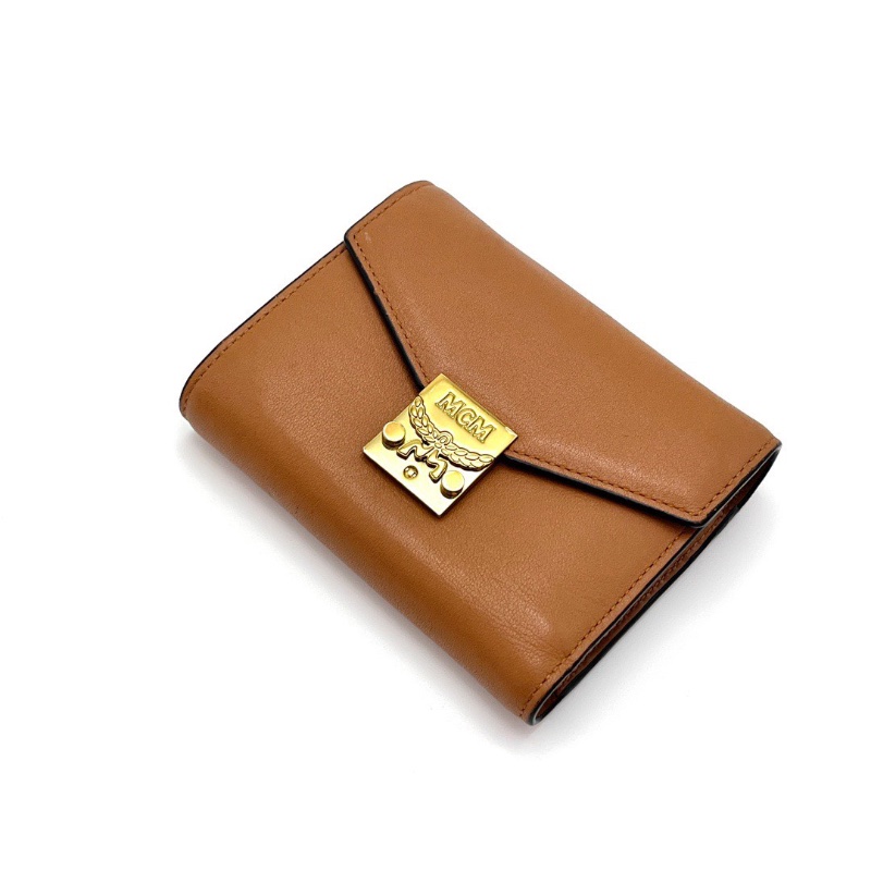 MCM棕色金扣錢包卡包12*9*2.5 98新配件盒子塵袋保卡購證-3