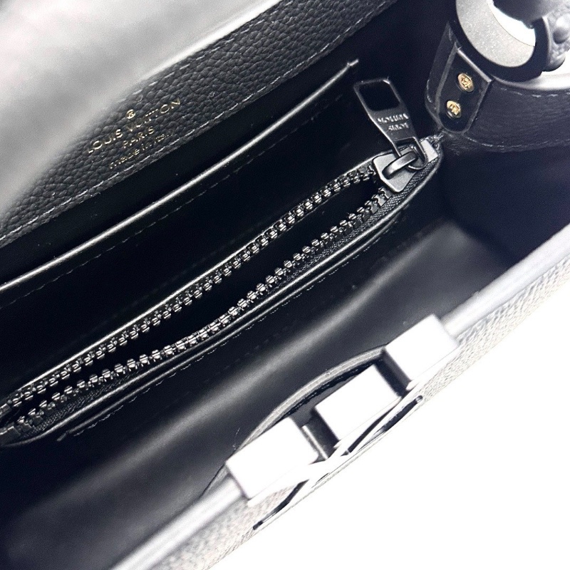 LV 磨砂黑Capucines mini手提斜背包芯片款22*12*7 99新配件塵袋-2