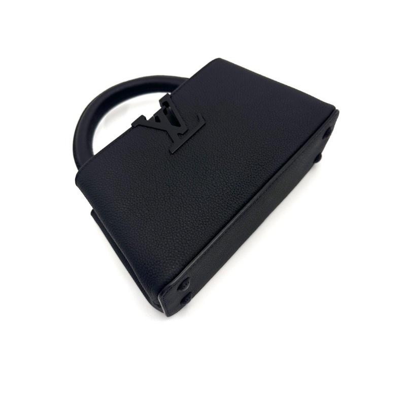 LV 磨砂黑Capucines mini手提斜背包芯片款22*12*7 99新配件塵袋-5