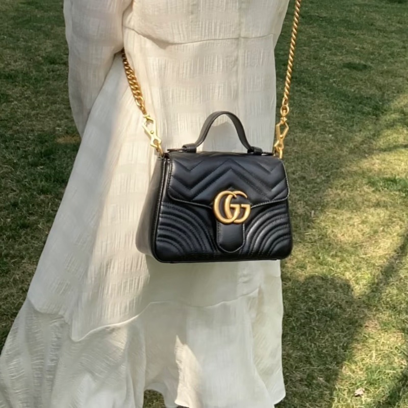 GUCCI黑金marmont小號郵差手提斜背包21*15*8 98新配件塵袋-0