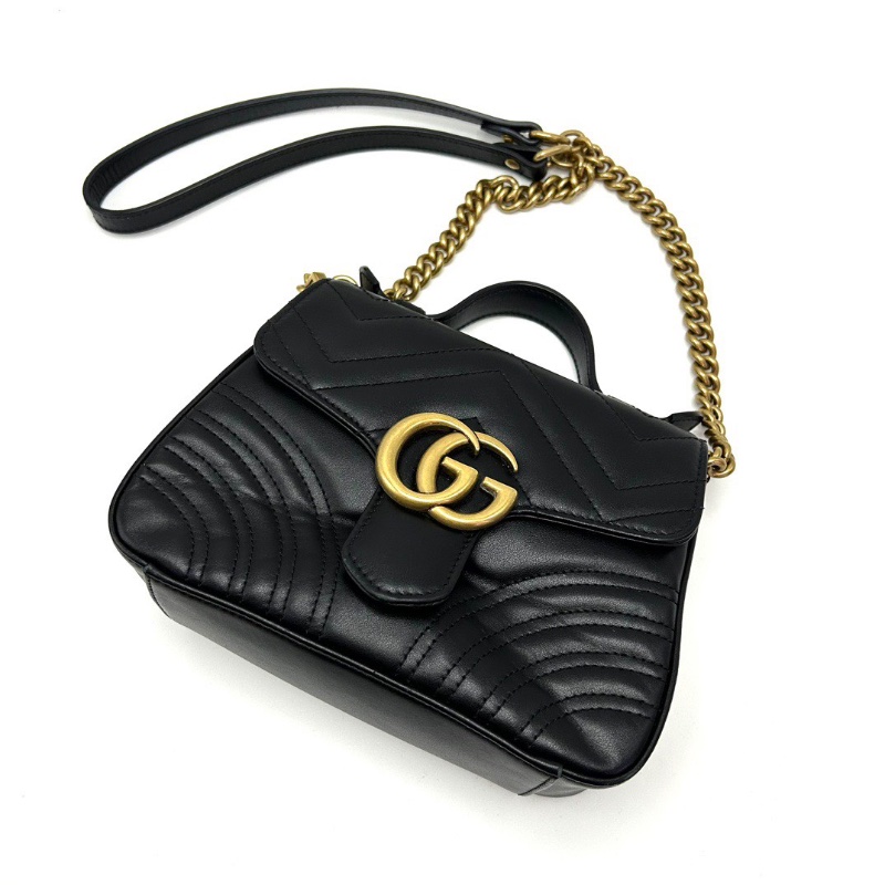 GUCCI黑金marmont小號郵差手提斜背包21*15*8 98新配件塵袋-5