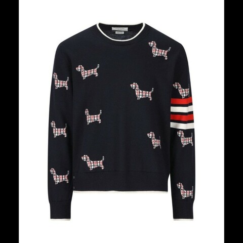 Thom Browne Hector 臘腸犬圖案軍藍色毛衣 2 碼