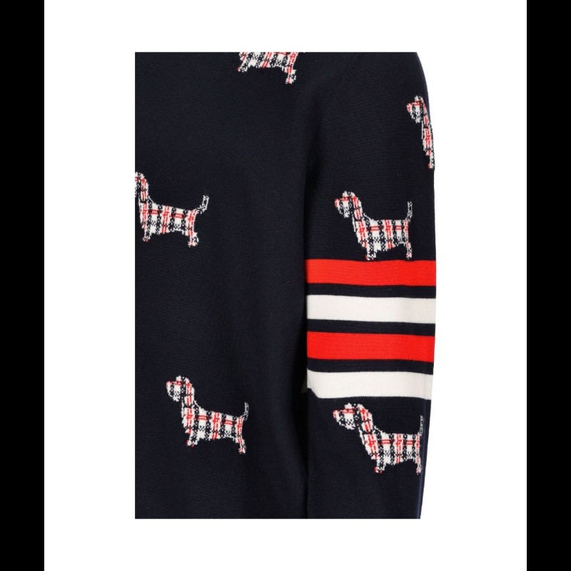 Thom Browne Hector 臘腸犬圖案軍藍色毛衣 2 碼-2