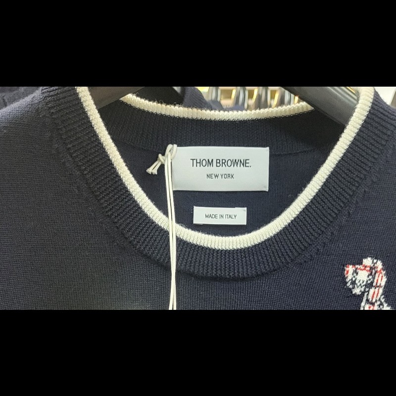 Thom Browne Hector 臘腸犬圖案軍藍色毛衣 2 碼-3