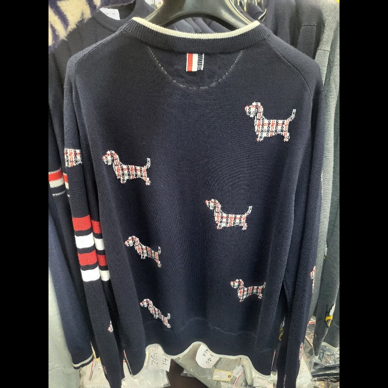 Thom Browne Hector 臘腸犬圖案軍藍色毛衣 2 碼-4