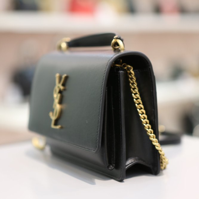 🎊新年特賣🧧Saint Laurent 533026 YSL 光滑小牛皮 Sunset WOC包 -黑色金鍊-3