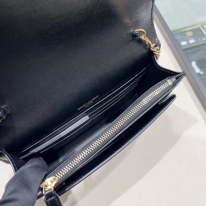 🎊新年特賣🧧Saint Laurent 533026 YSL 光滑小牛皮 Sunset WOC包 -黑色金鍊-8