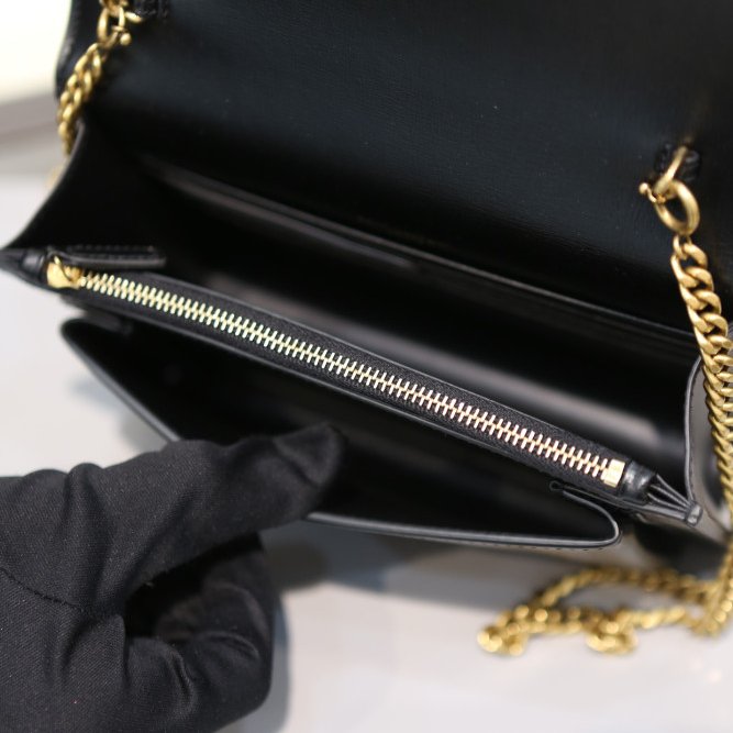 🎊新年特賣🧧Saint Laurent 533026 YSL 光滑小牛皮 Sunset WOC包 -黑色金鍊-12