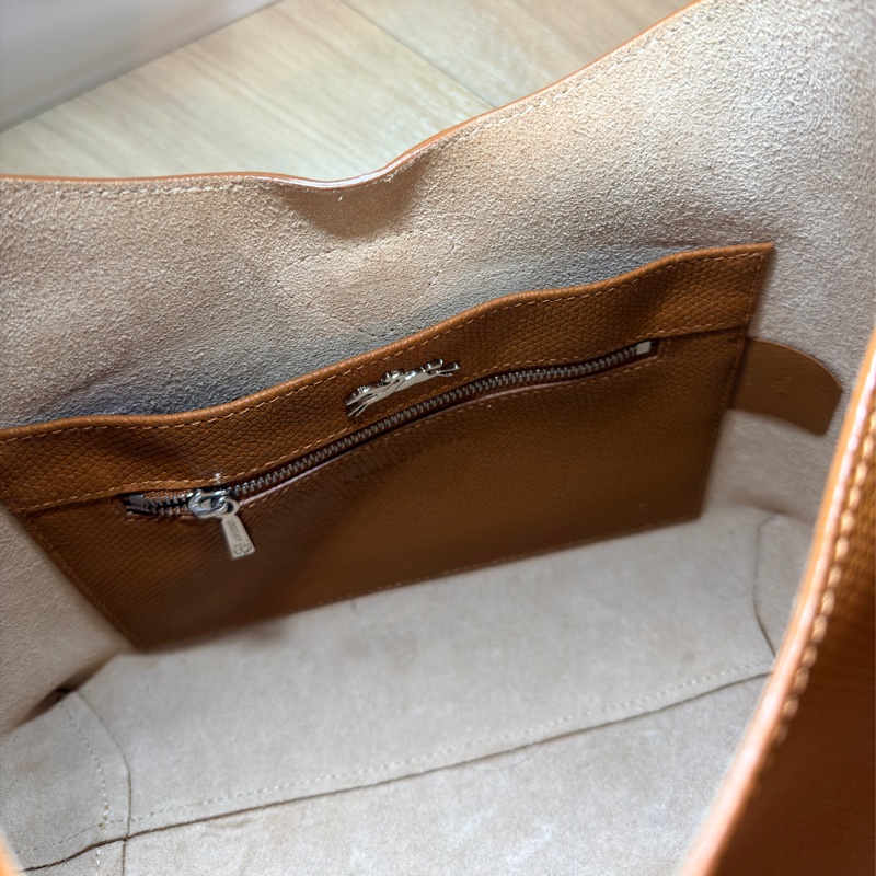 LONGCHAMP ROSEAU系列竹節卵石紋牛皮單肩包🔥粽色-11