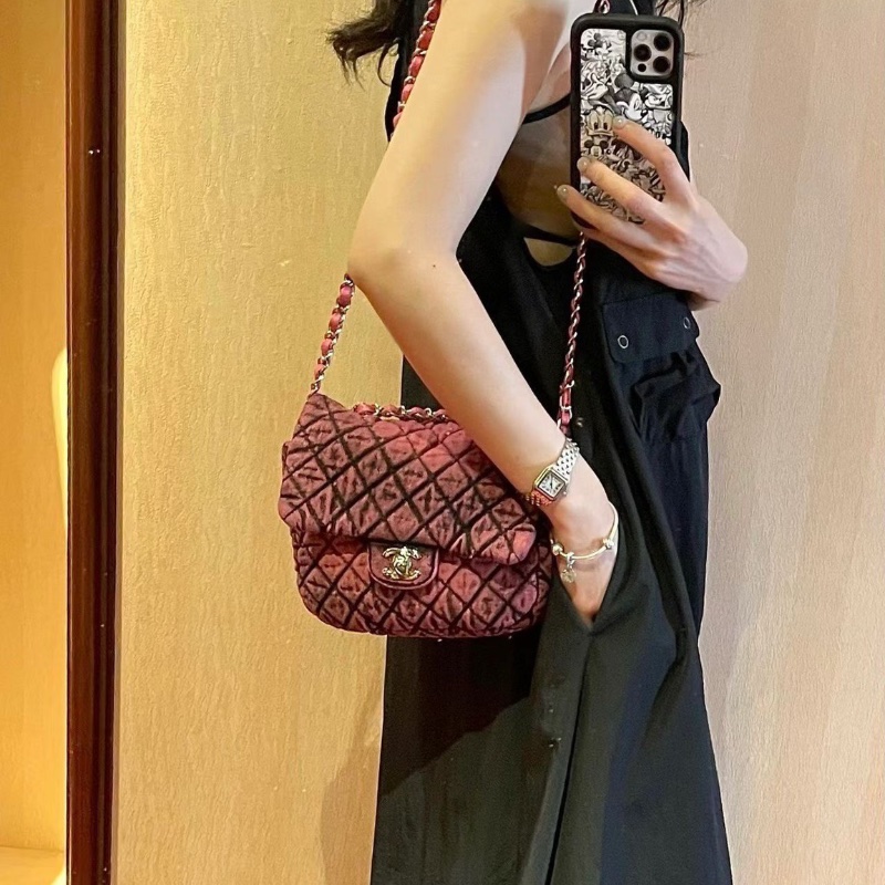 Chanel 水洗牛仔方胖子19*17*6 99新配件保卡塵袋-0