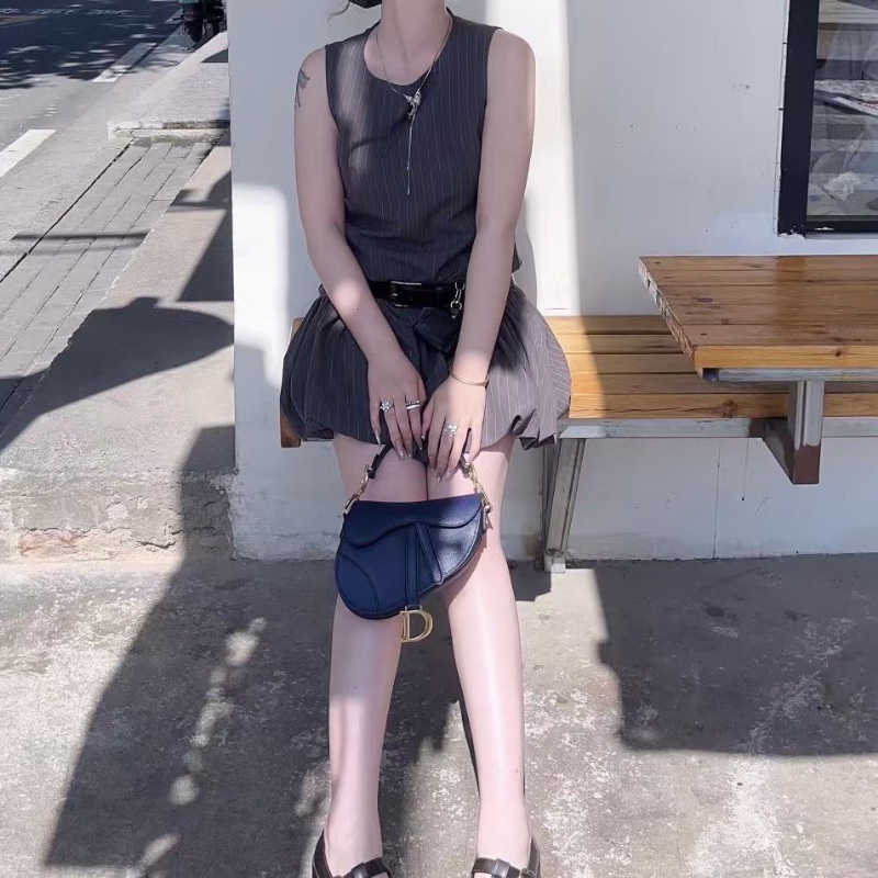 Dior 深藍色馬鞍肩背斜背包 小號 19*15*4 99新配件保卡盒子購證-0