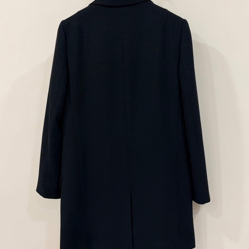 ALLSAINTS 深V領銀蒽點綴長版外套 黑色-3