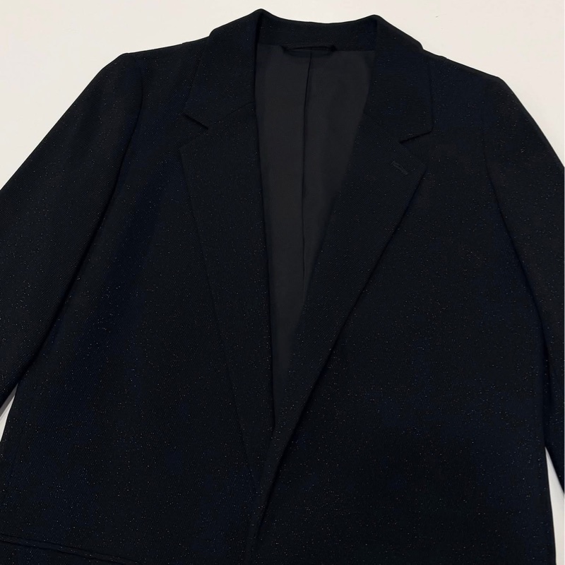 ALLSAINTS 深V領銀蒽點綴長版外套 黑色-4