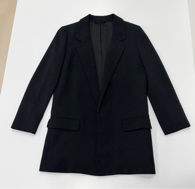 ALLSAINTS 深V領銀蒽點綴長版外套 黑色-7