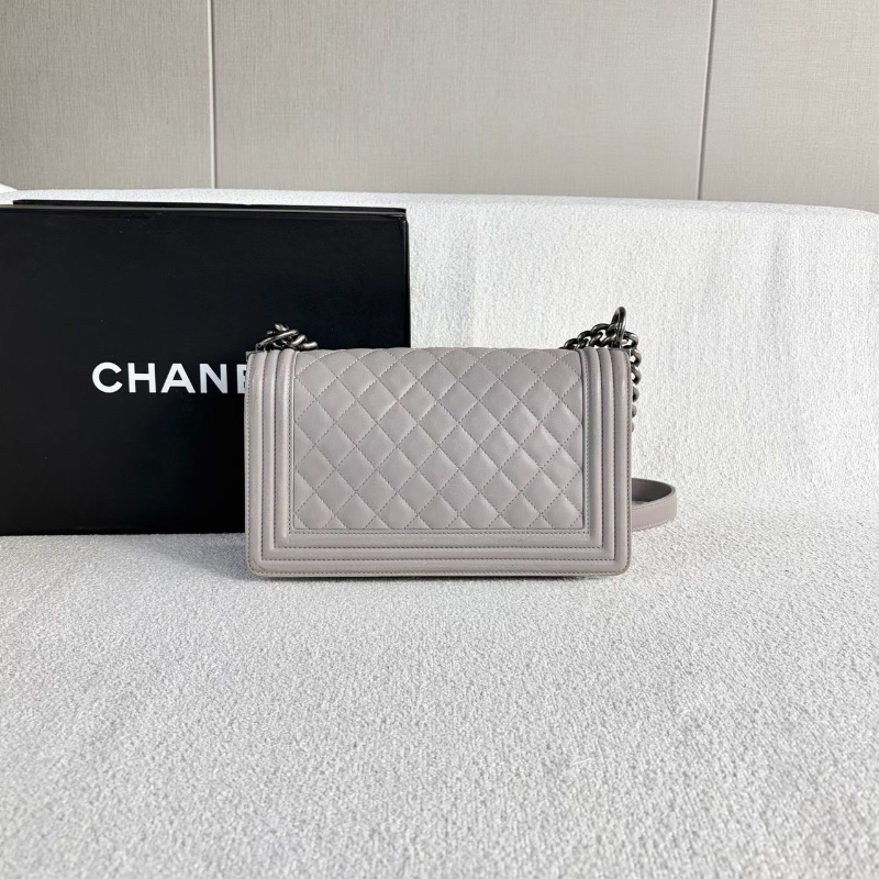 Chanel 灰色leboy鏈條包中號25*15*7.5 98新配件塵袋盒子-6