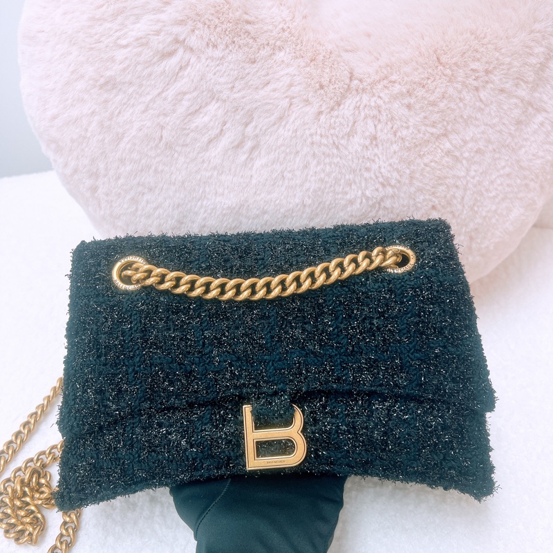 Balenciaga crush 小號黑色毛呢-1