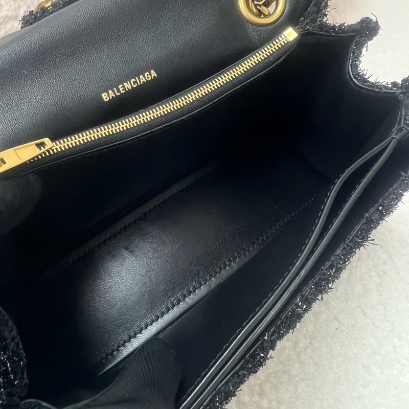 Balenciaga crush 小號黑色毛呢-11