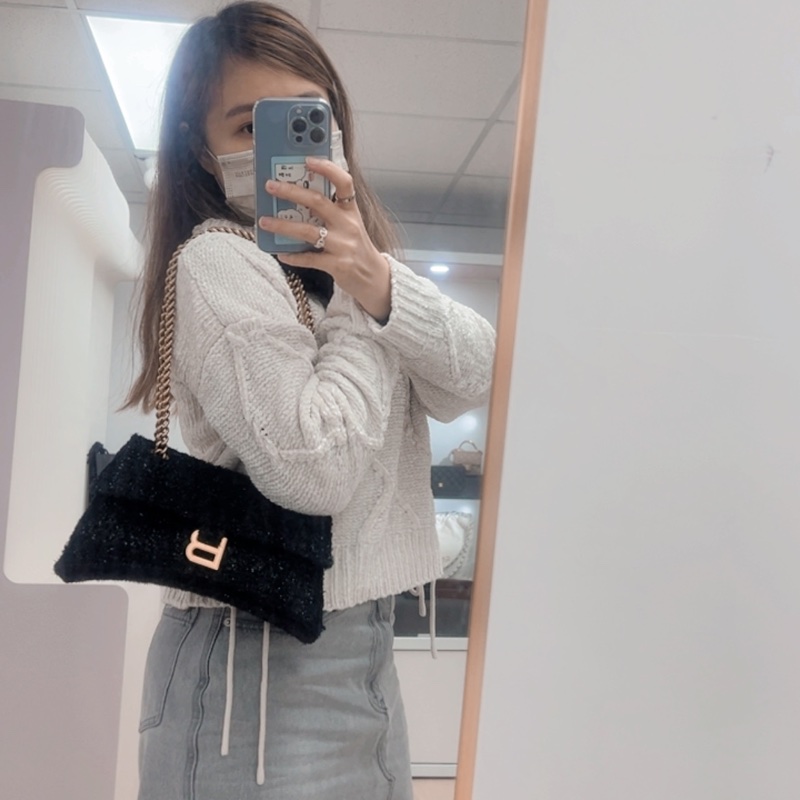 Balenciaga crush 小號黑色毛呢-13