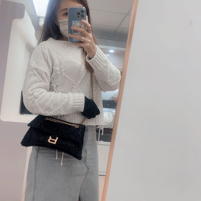 Balenciaga crush 小號黑色毛呢-14