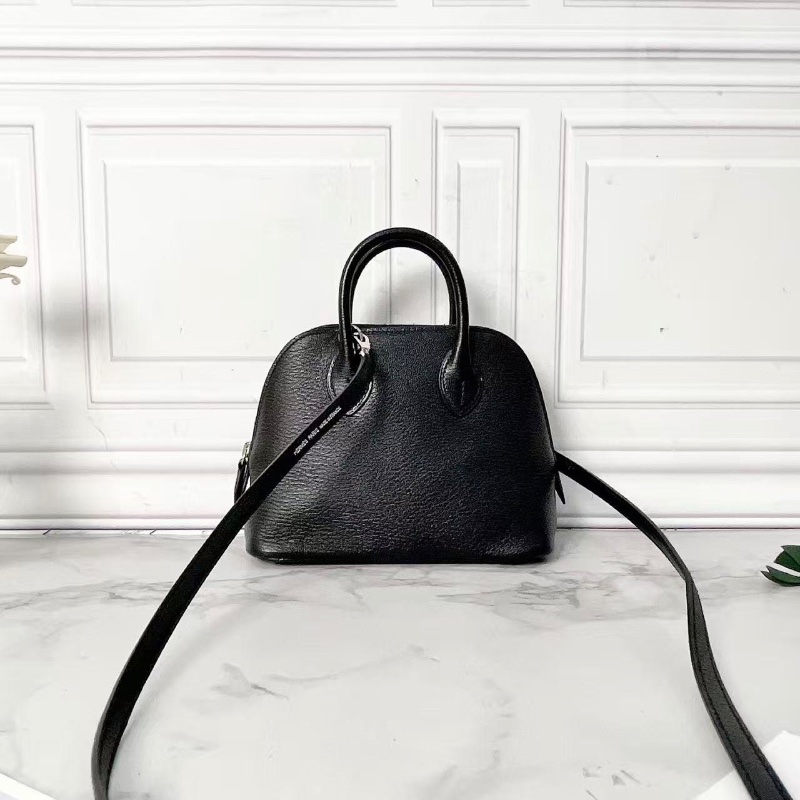Hermes mini Bolide黑銀保齡球手提肩背包18×14×8  98新配件塵袋-1