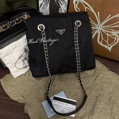 Prada Nylon Vintage Chain Bag 25 普拉特黑色中古尼龍降落傘/單肩包