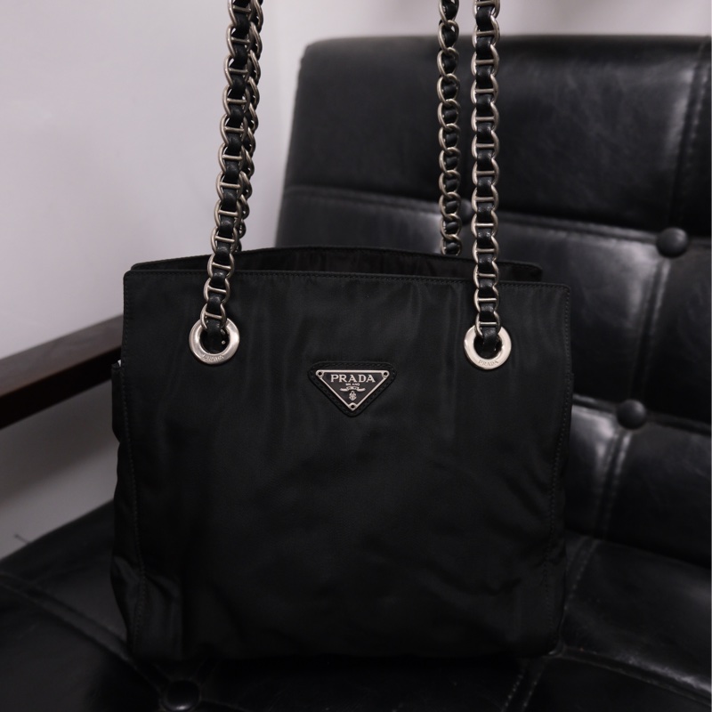 Prada Nylon Vintage Chain Bag 25 普拉特黑色中古尼龍降落傘/單肩包-1
