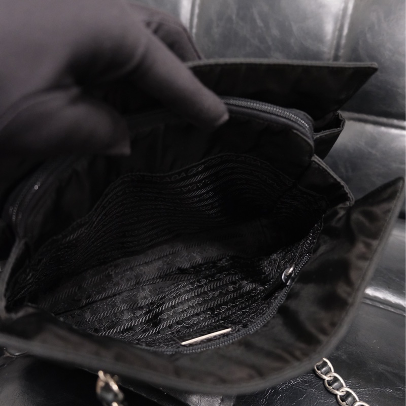 Prada Nylon Vintage Chain Bag 25 普拉特黑色中古尼龍降落傘/單肩包-17