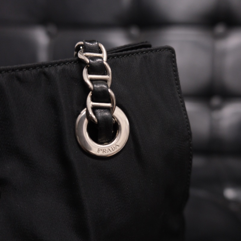 Prada Nylon Vintage Chain Bag 25 普拉特黑色中古尼龍降落傘/單肩包-22