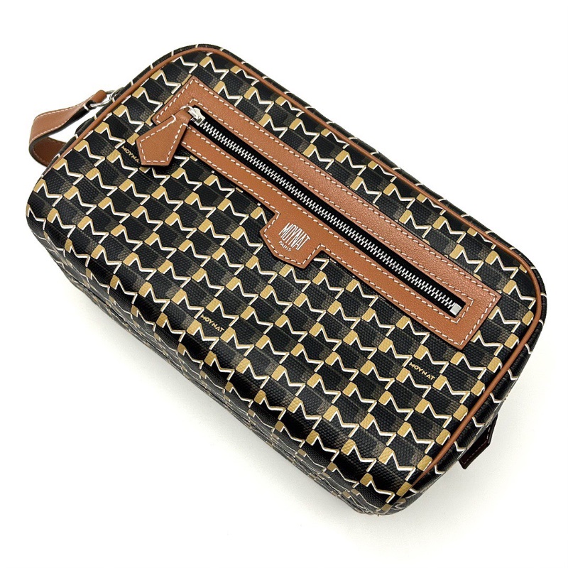 MOYNAT 棕色手提盥洗包 23*13*13 全新閒置配件塵袋購證-5