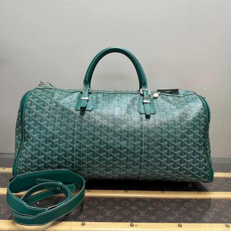 GOYARD 綠色Boston老花滿印手提斜背旅行袋52*25*25 98新配件塵袋-1