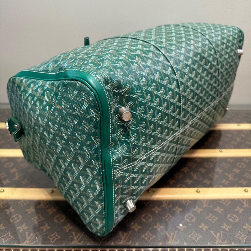 GOYARD 綠色Boston老花滿印手提斜背旅行袋52*25*25 98新配件塵袋-5
