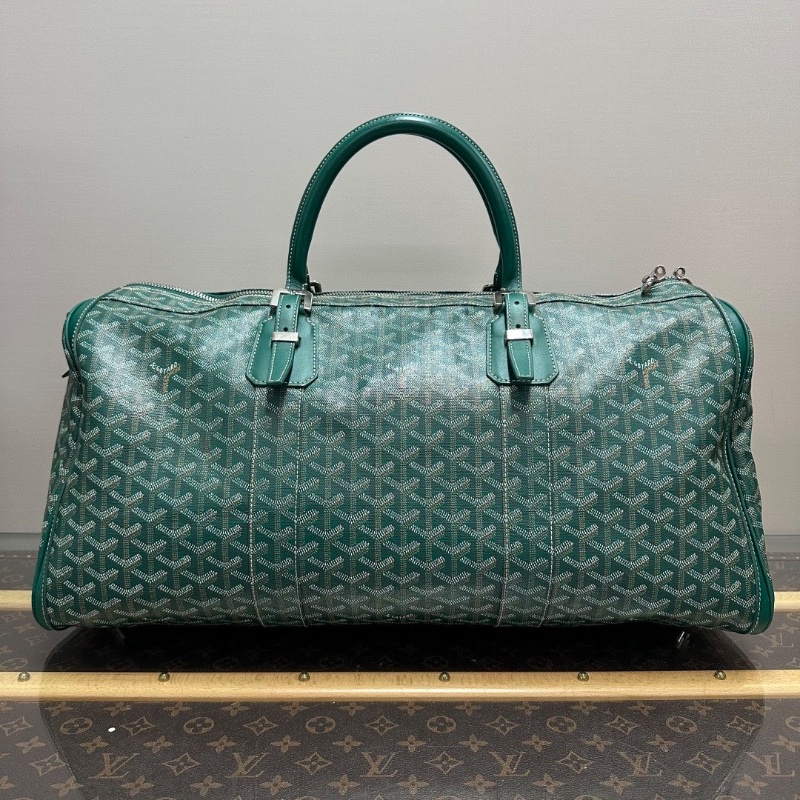 GOYARD 綠色Boston老花滿印手提斜背旅行袋52*25*25 98新配件塵袋-6