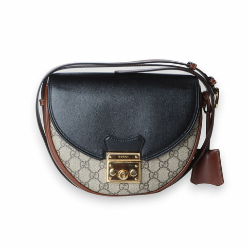 GUCCI GG Supreme 鎖扣半月形斜背包 644524
