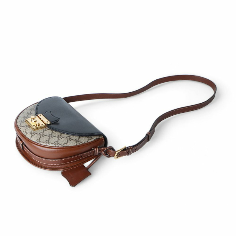 【包稅】GUCCI GG Supreme 鎖扣半月形斜背包 644524-1