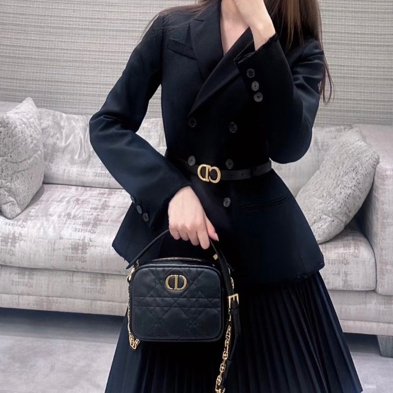 DIOR 黑金caro手提肩背斜背相機包19*12*6 98新配件塵袋-0