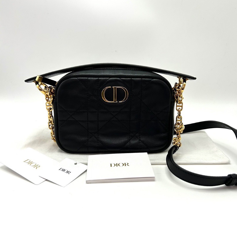 DIOR 黑金caro手提肩背斜背相機包19*12*6 98新配件塵袋-1