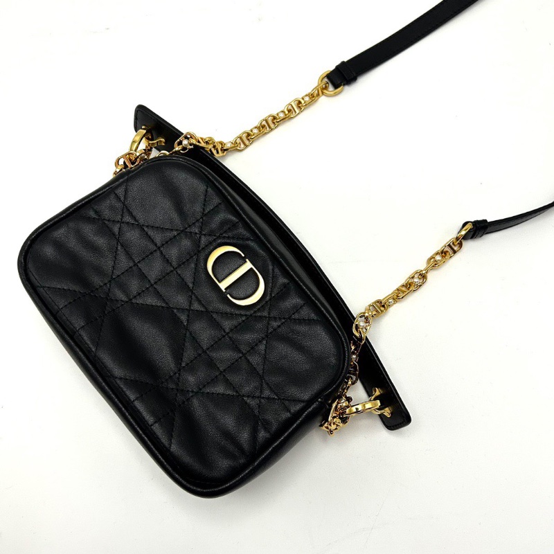 DIOR 黑金caro手提肩背斜背相機包19*12*6 98新配件塵袋-5