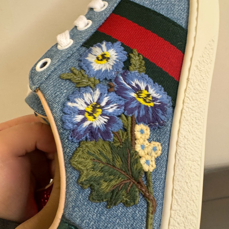 GUCCI HANA 系列刺繡牛仔休閒鞋-6
