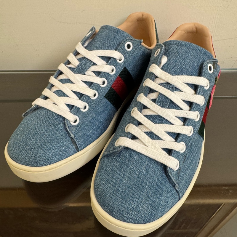 GUCCI HANA 系列刺繡牛仔休閒鞋-7