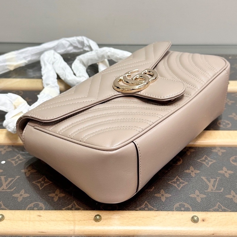 GUCCI 新款Marmont 26金扣肩背斜背鏈條包26*15*7 全新閒置配件盒子塵袋購證-5