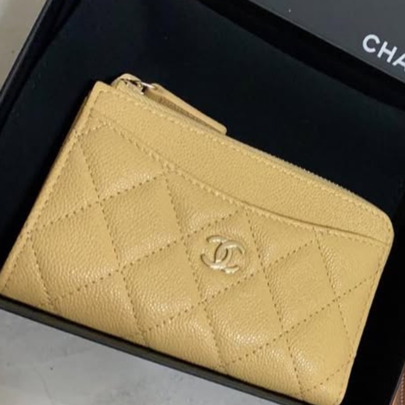 chanel 23B小雞黃芯片款L型卡片零錢包-0