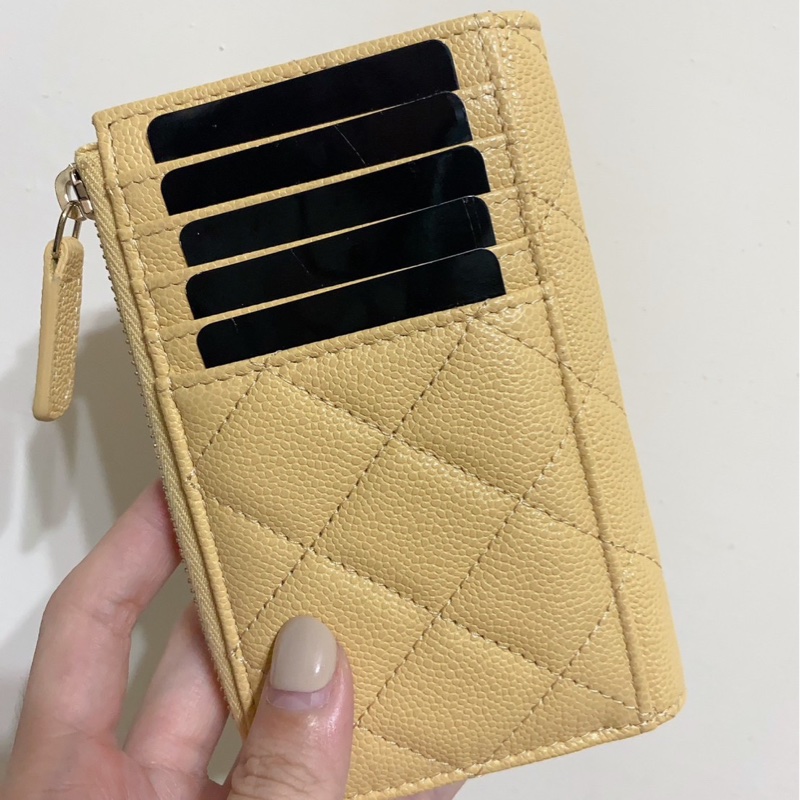 chanel 23B小雞黃芯片款L型卡片零錢包-1
