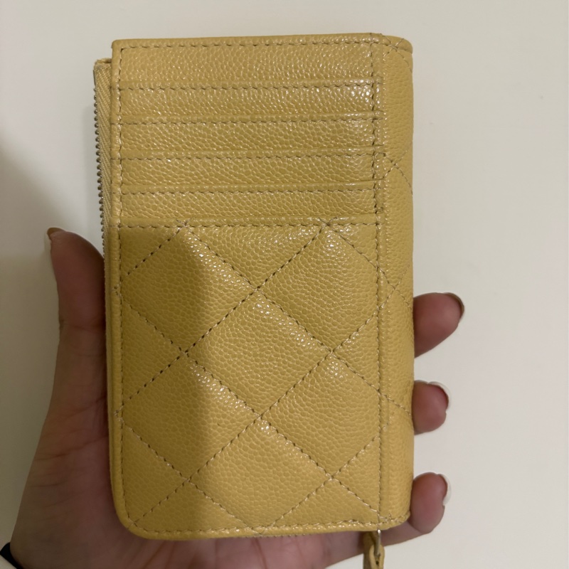 chanel 23B小雞黃芯片款L型卡片零錢包-3