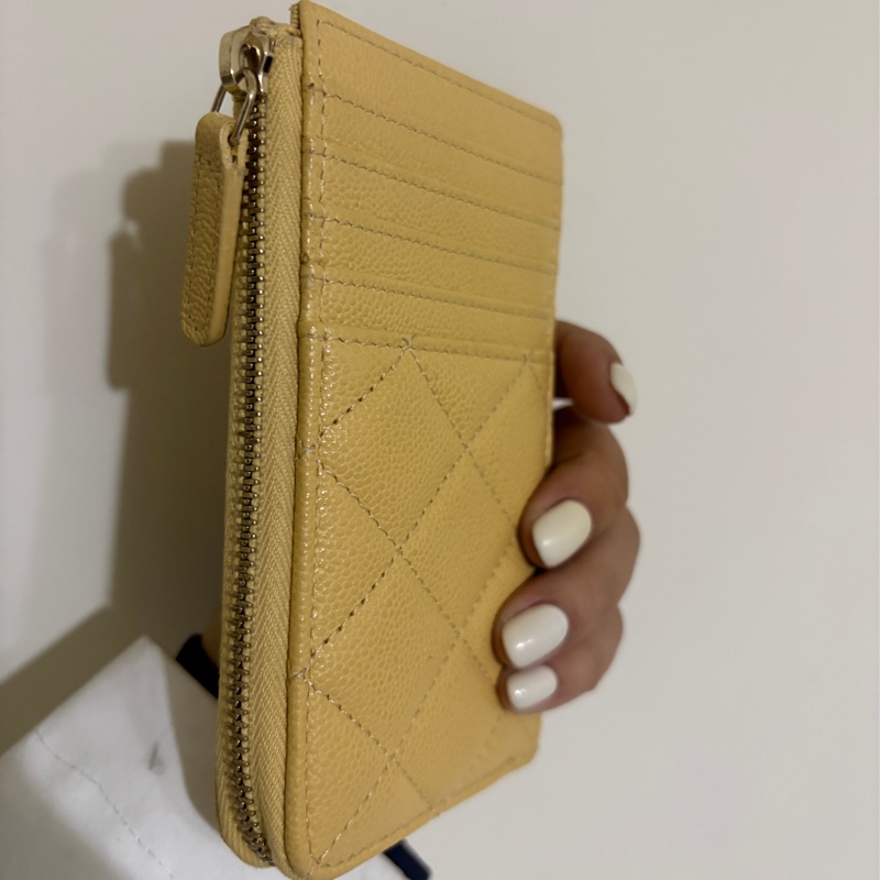 chanel 23B小雞黃芯片款L型卡片零錢包-4