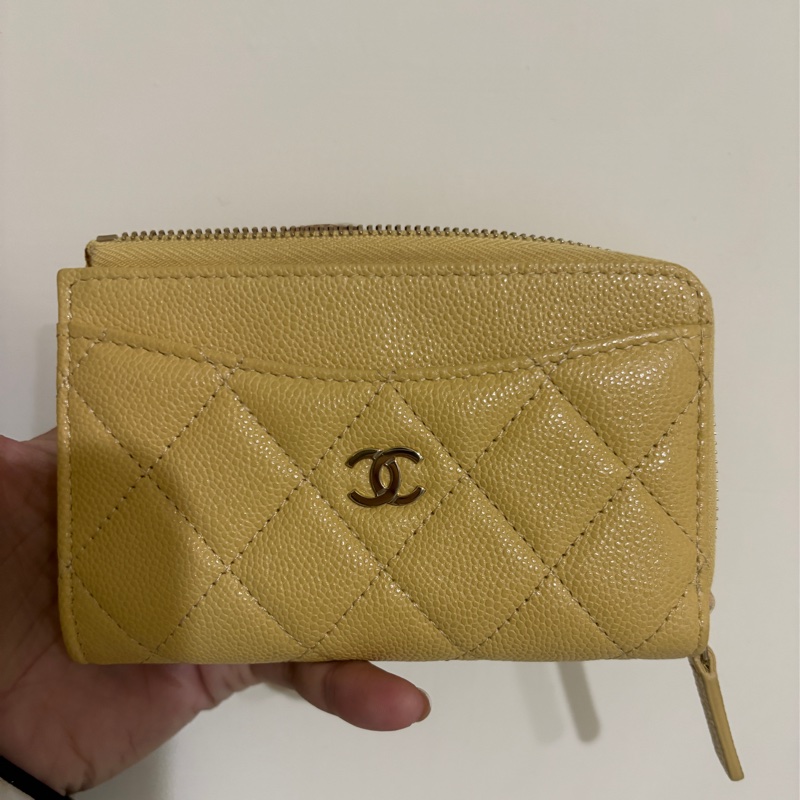 chanel 23B小雞黃芯片款L型卡片零錢包-10