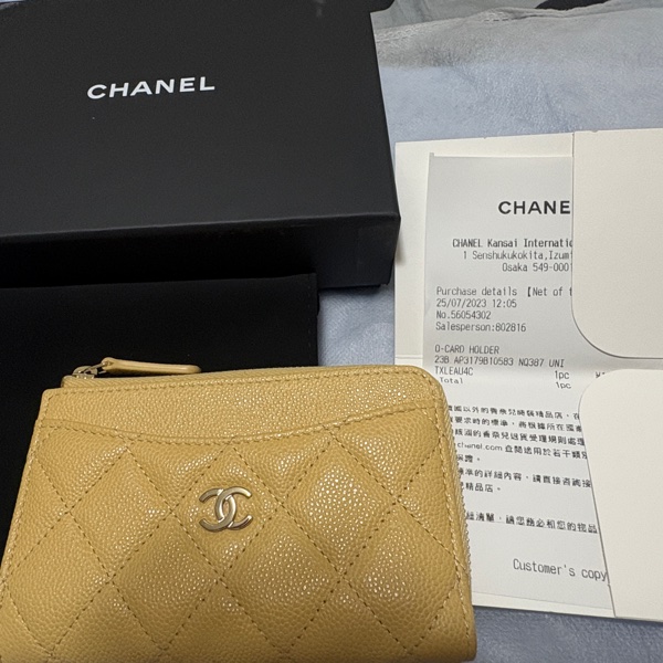 chanel 23B小雞黃芯片款L型卡片零錢包-19