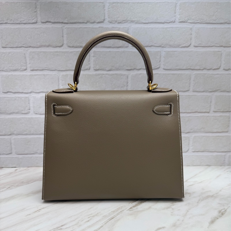 愛馬仕 Hermès Kelly28 Epsom 外縫 大象灰金釦 Kelly-7